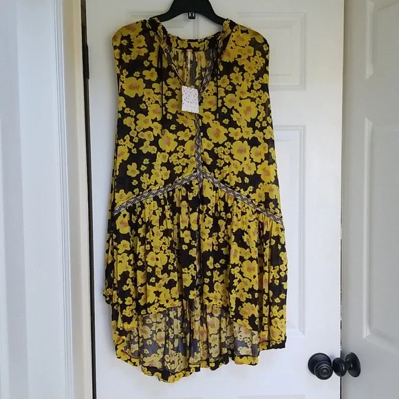 Free People Love Letter Floral Tunic Boho Oversized Blouse Top Dress - Picture 4 of 12